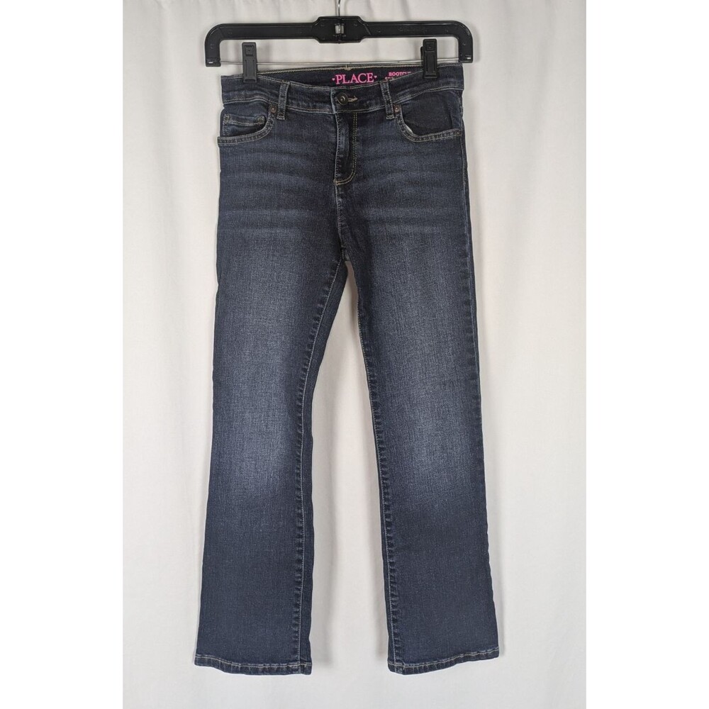 The Children's Place Girls Bootcut Dark Wash Denim Jeans Blue Size 10 Adjustable